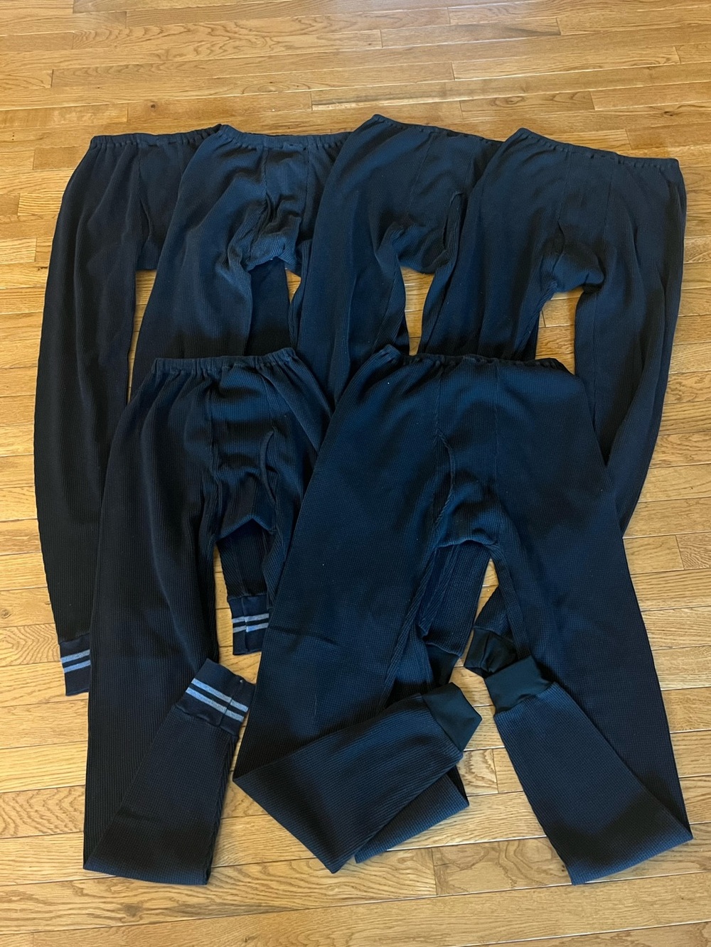 Men’s Black Long Johns set of 6  - Ribbed Knit. Size XL